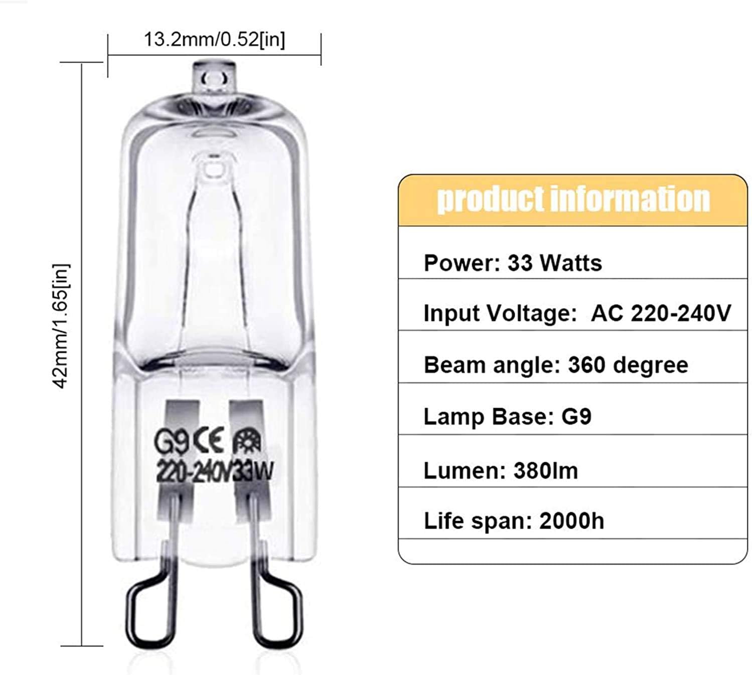 Bombilla halógena G9 33W 2700K