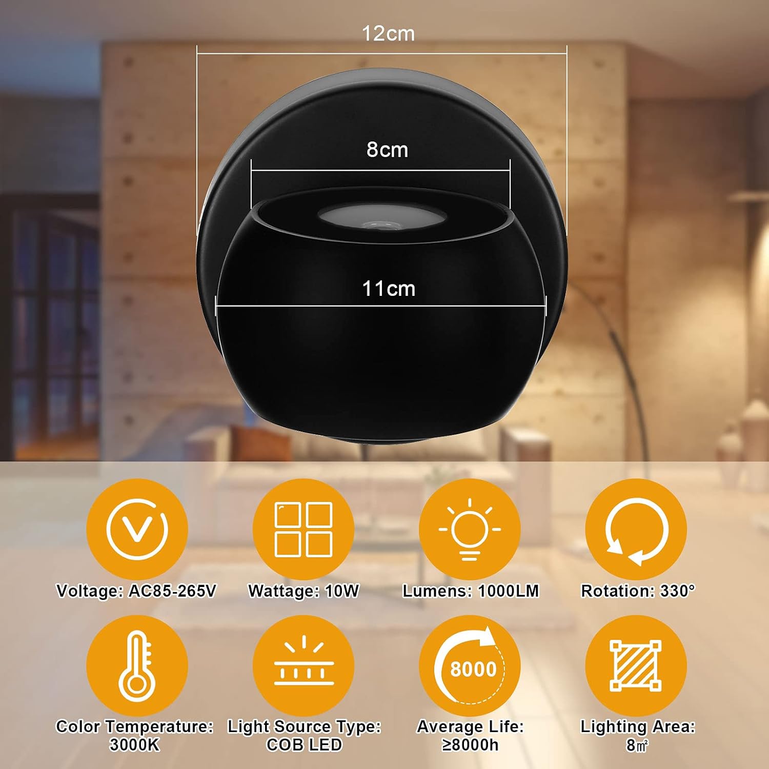 Lámpara de Pared LED 10W Negra