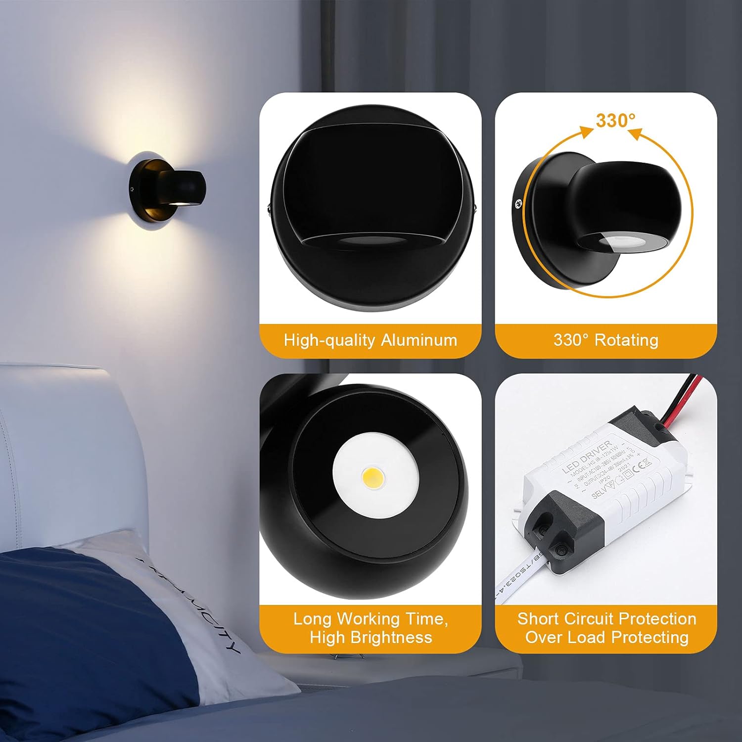 Lámpara de Pared LED 10W Negra
