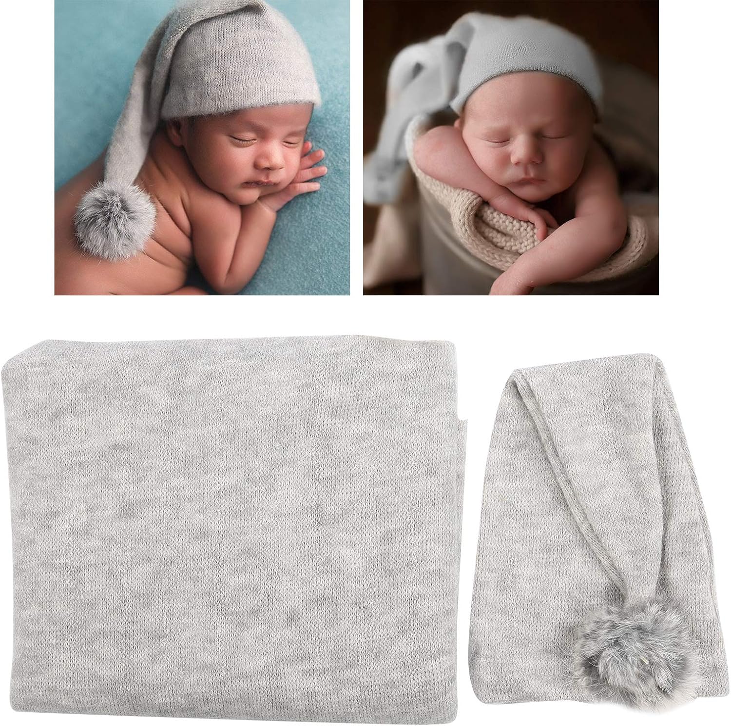 Manta y gorro fotográfico gris