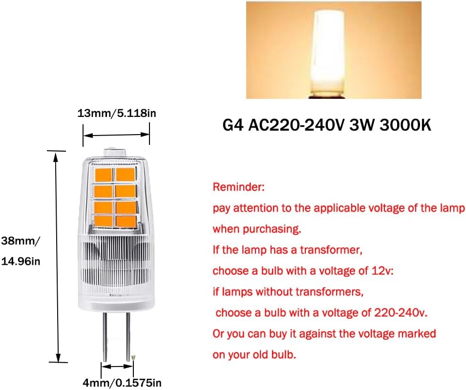 Bombillas LED G4 3W 3000K 220V