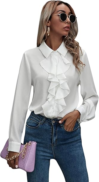 Blusa elegante de gasa con volantes