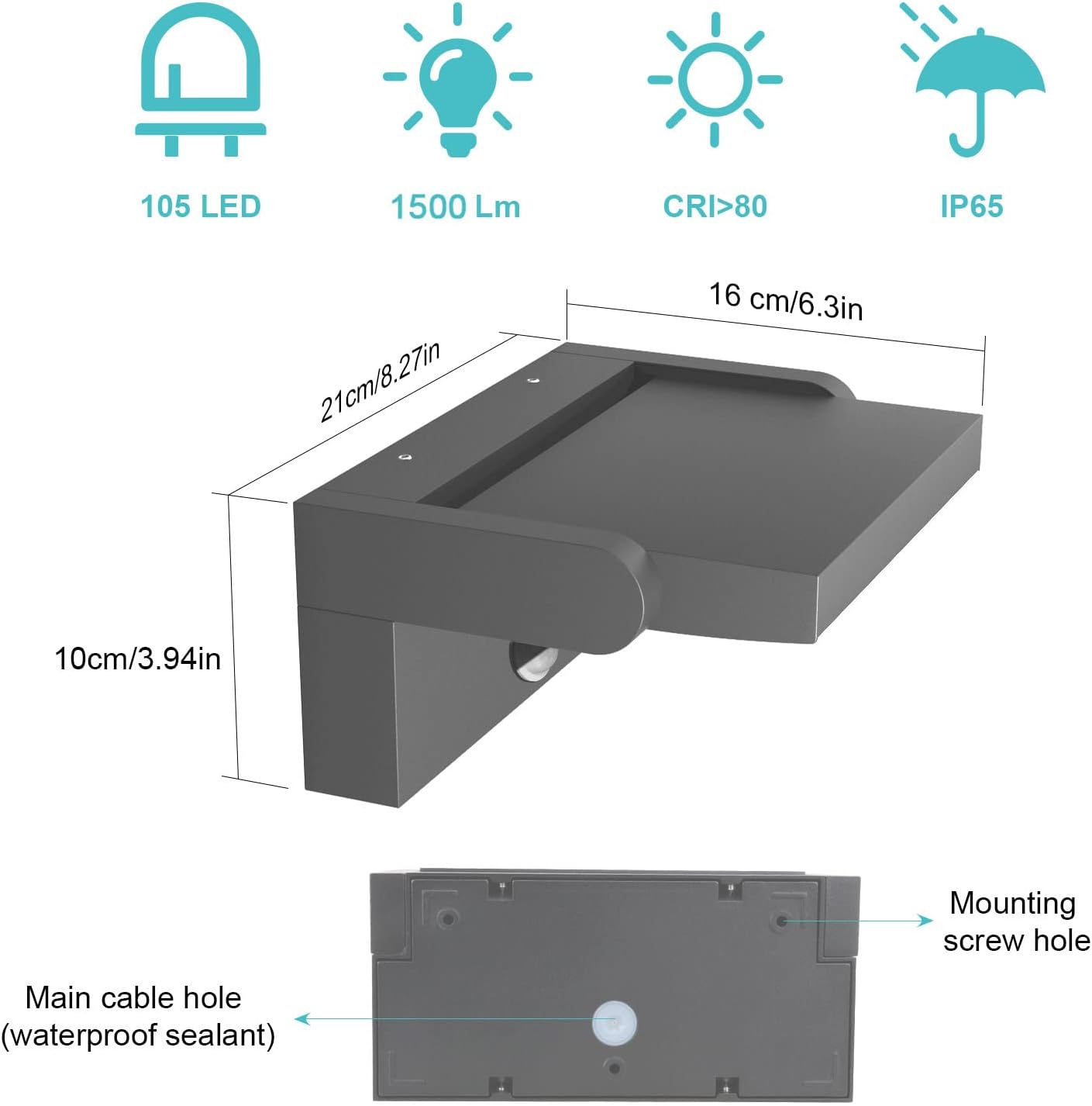 Aplique LED Exterior con Sensor - Caja dañada