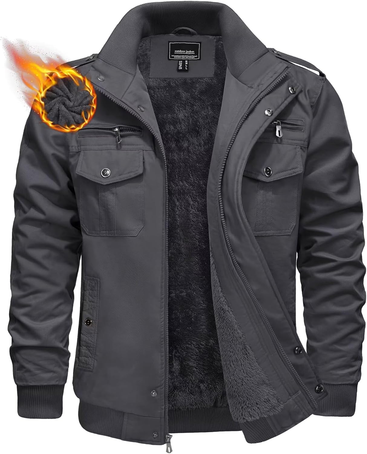 Chaqueta Militar de Invierno, Talla XL Gris