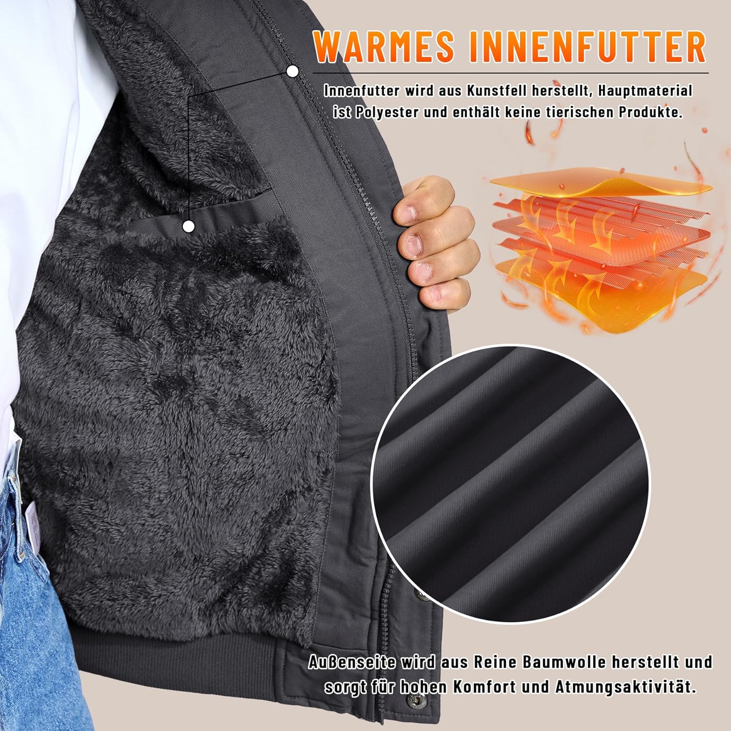 Chaqueta Militar de Invierno, Talla XL Gris