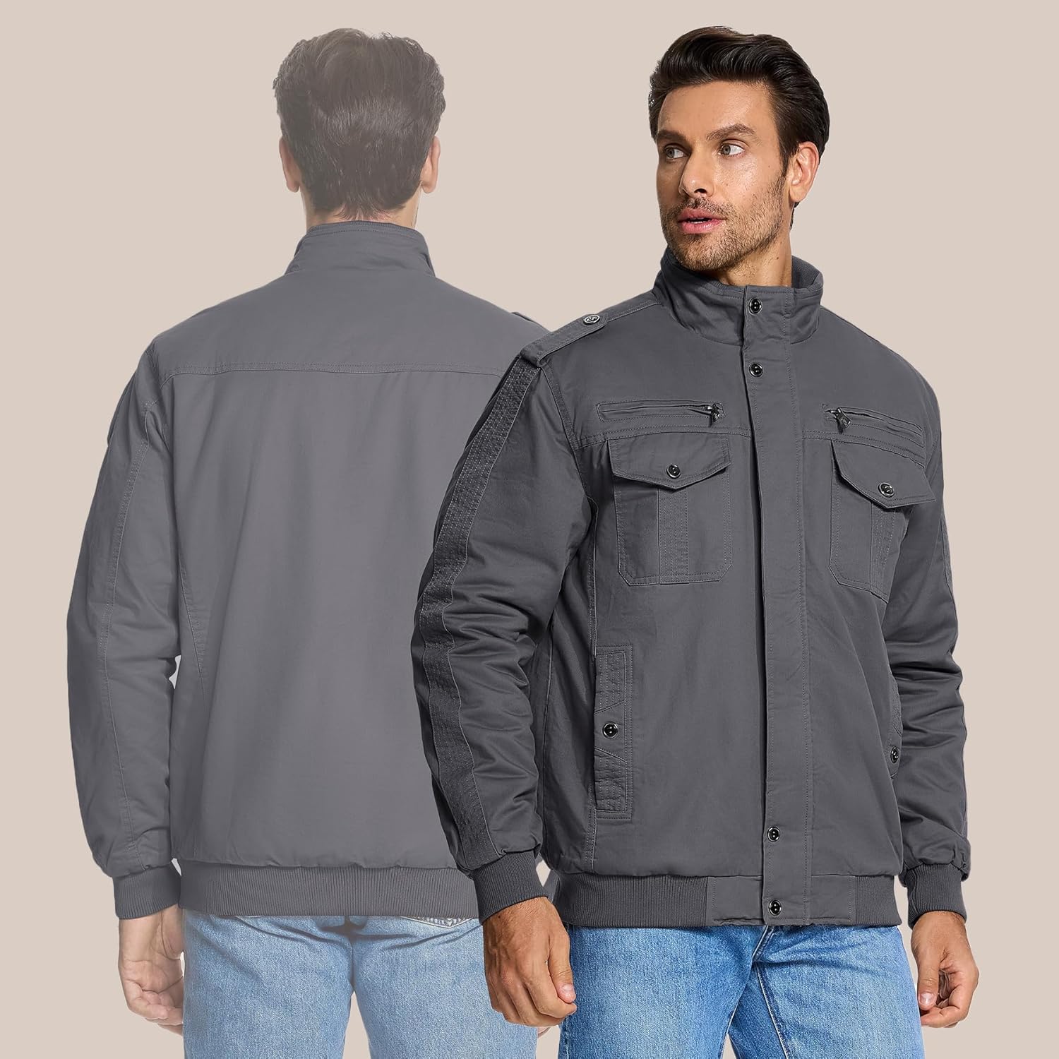 Chaqueta Militar de Invierno, Talla XL Gris
