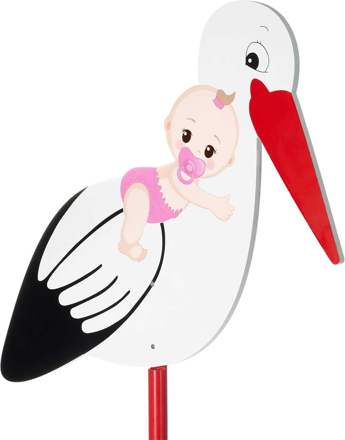 Cigüeña Grande Rosa con Bebé