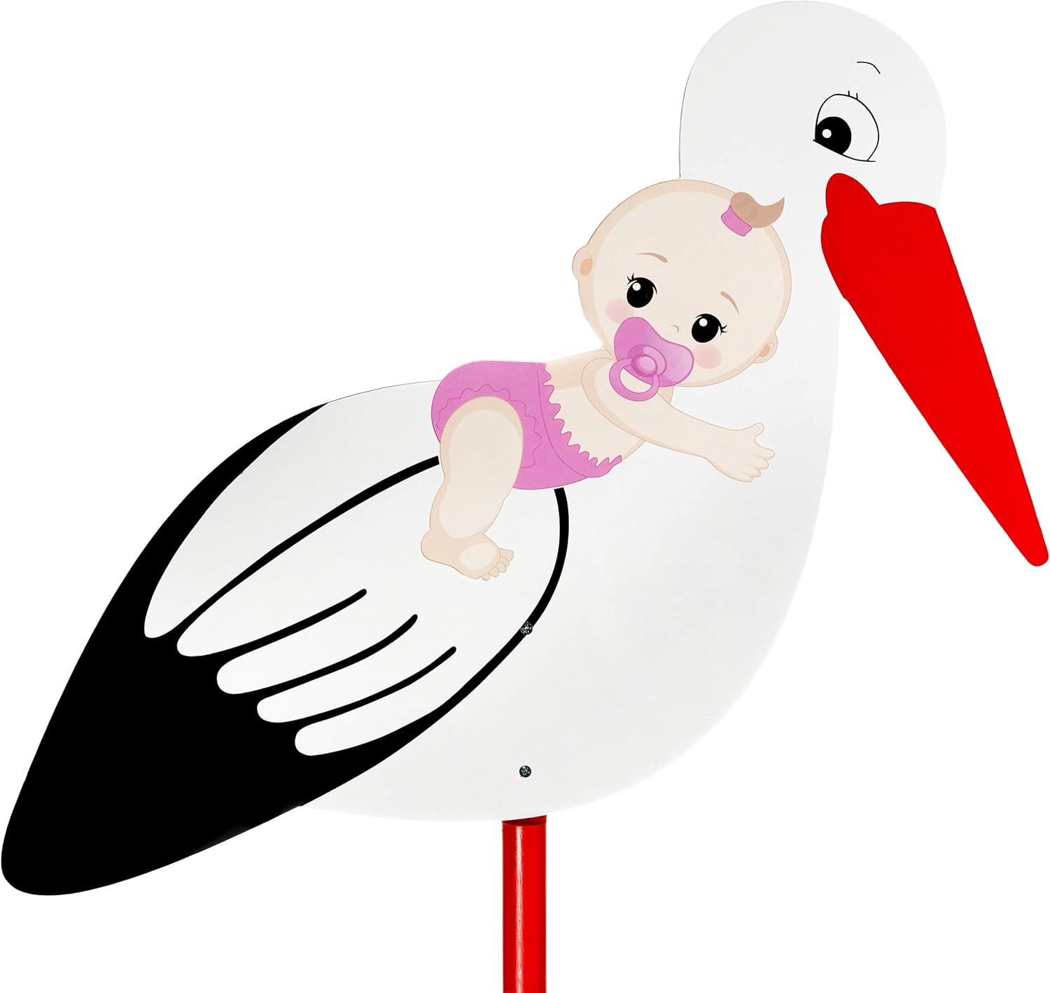 Cigüeña Grande Rosa con Bebé
