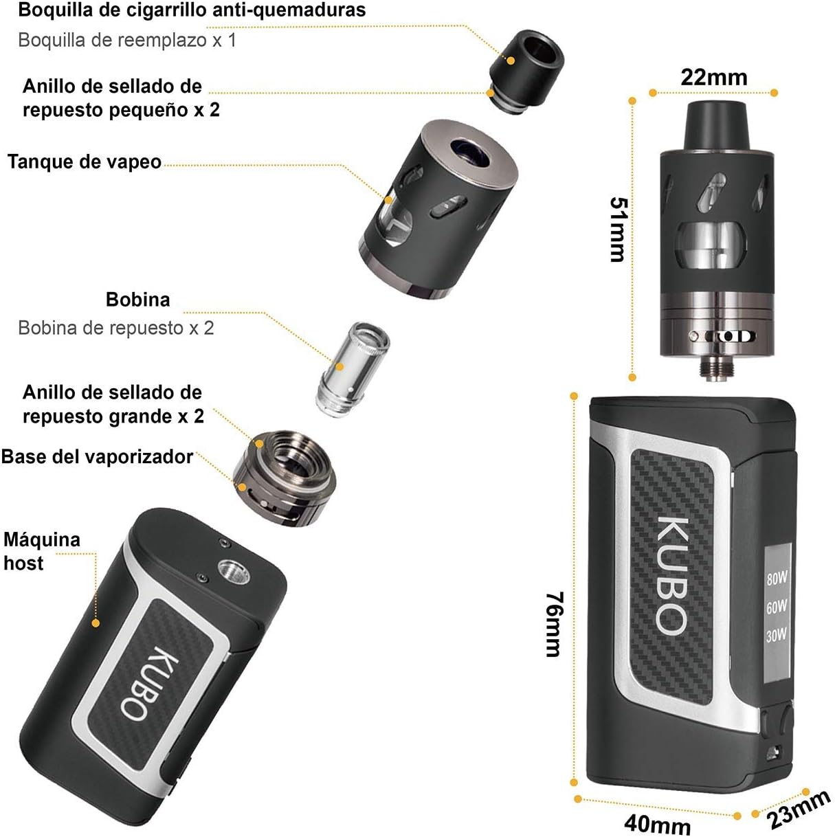 Bobinas KUBO LZ80W 0,5 Ohm 5Pcs