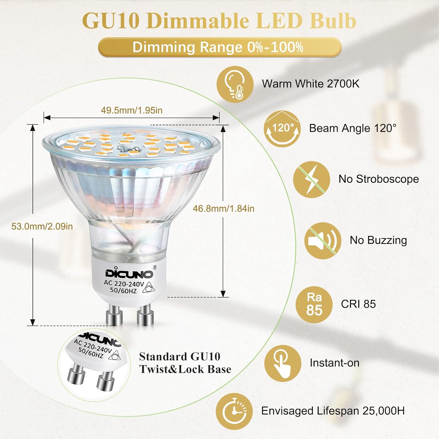 Bombilla LED GU10 Regulable 4W