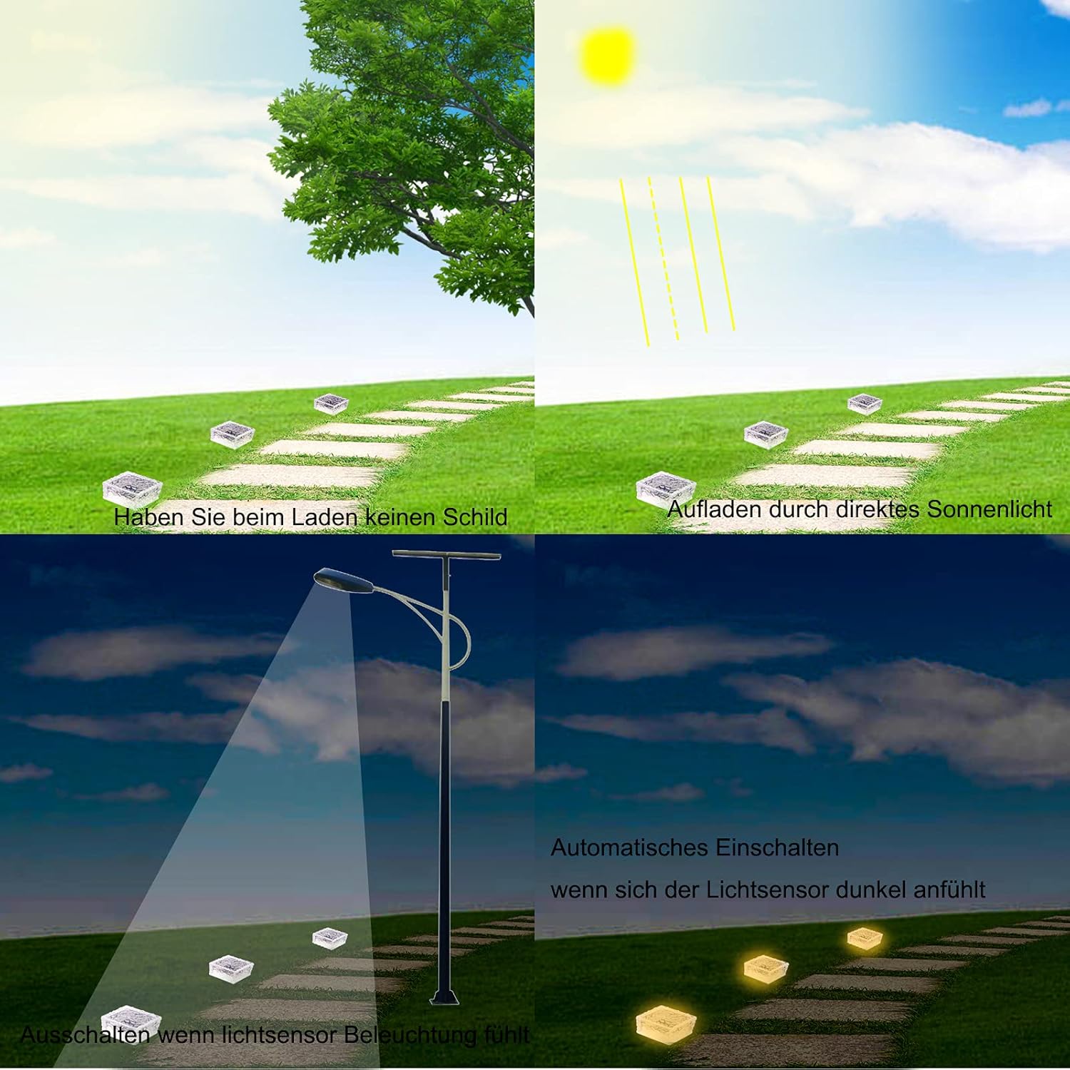 Luz Solar de Suelo 4 LED IP44