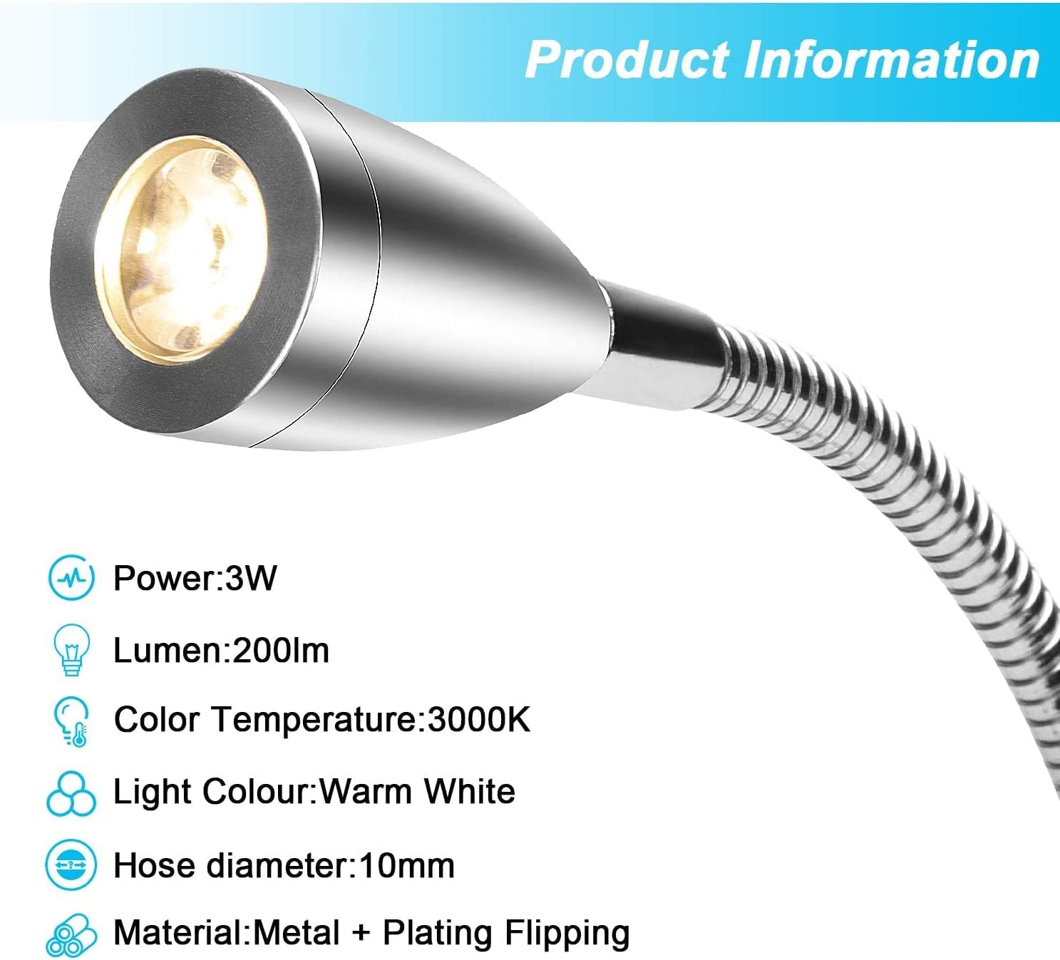 Lámpara LED de lectura 3W 3000K