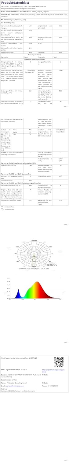 Lámpara LED de lectura 3W 3000K