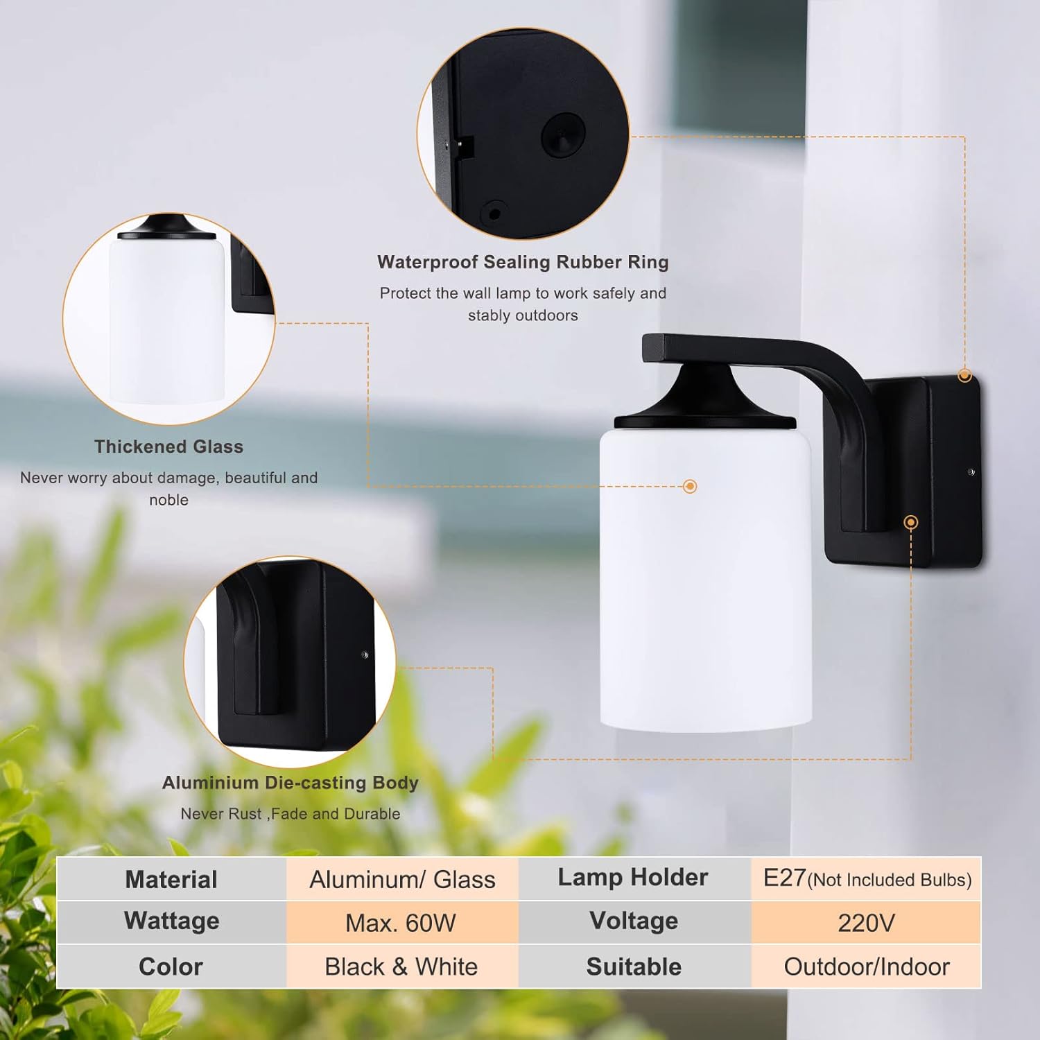 Aplique Pared Exterior Negro