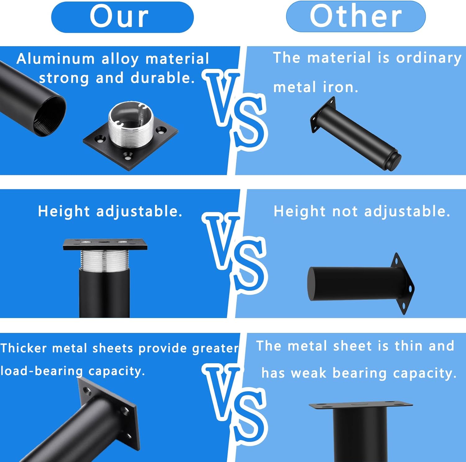 Patas de Muebles Metal Negras