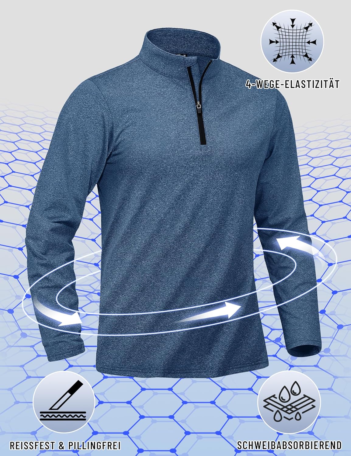 Camiseta deportiva 1/4 hombre