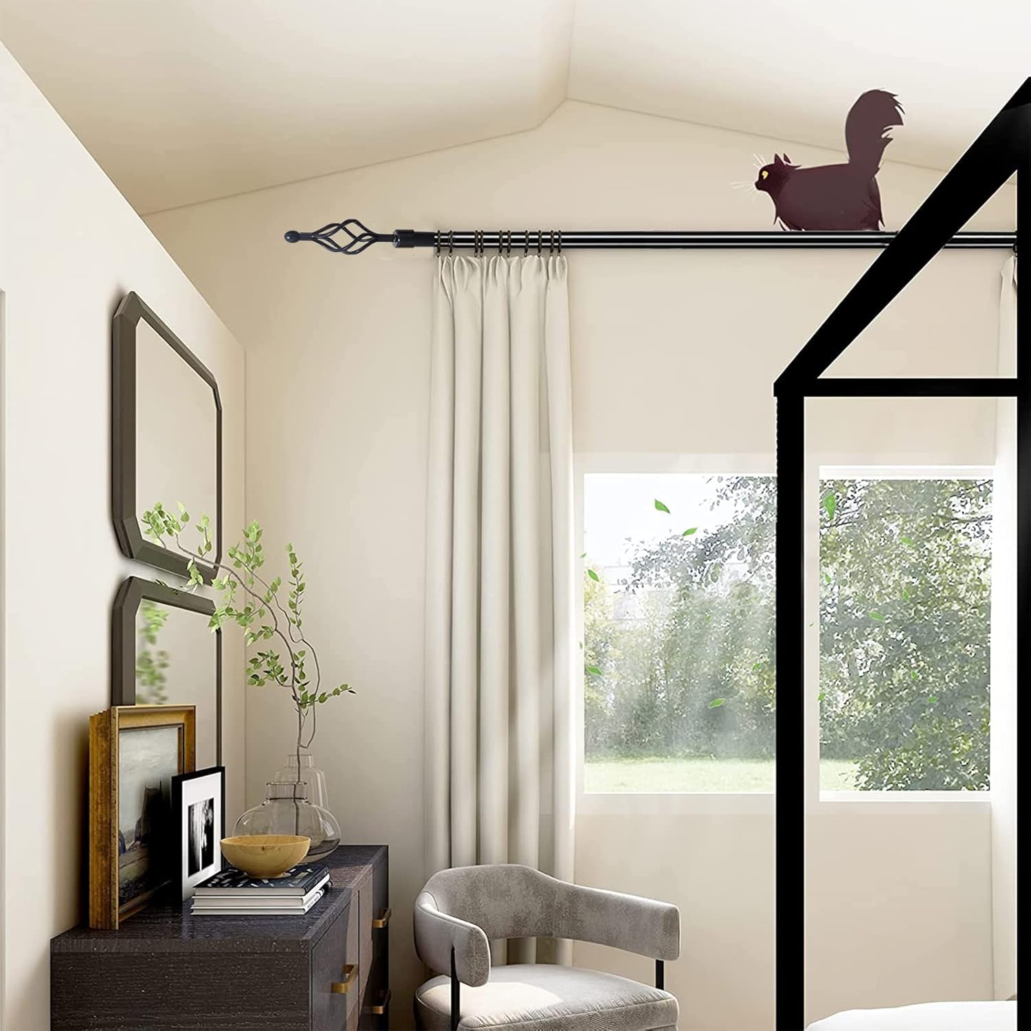 Barras cortina negra 80-150 cm