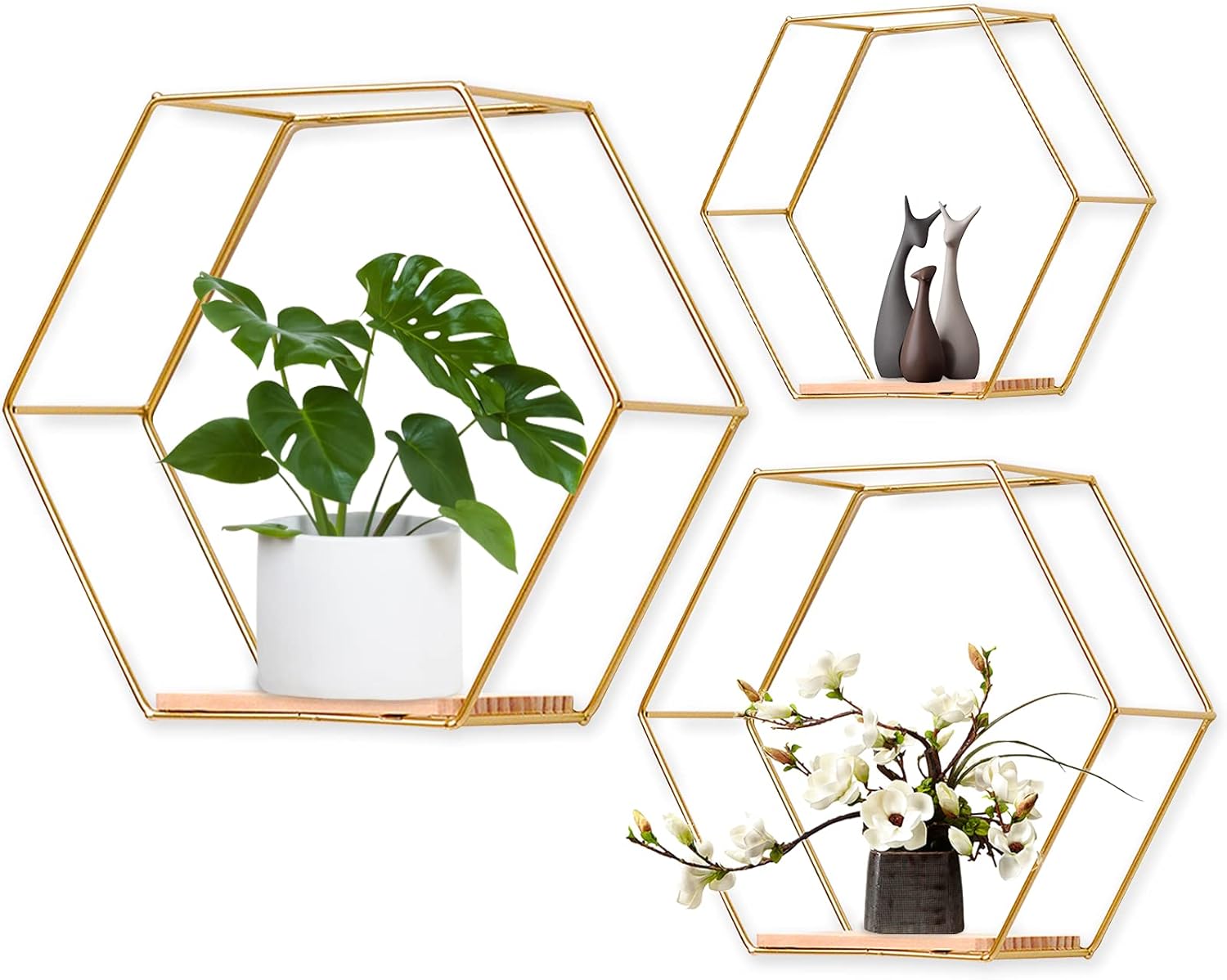 Estantes Hexagon de Metal Decorativos