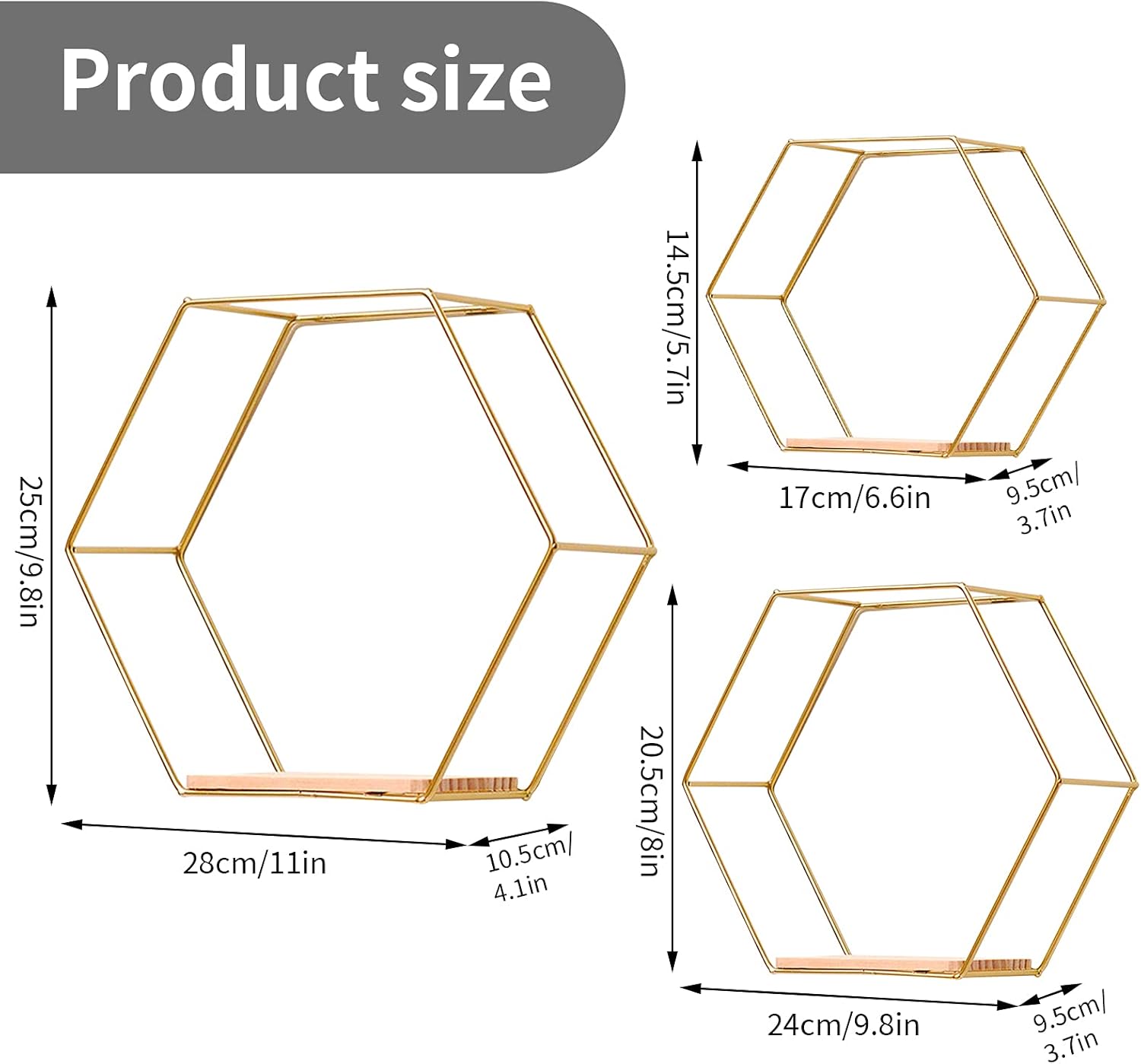 Estantes Hexagon de Metal Decorativos
