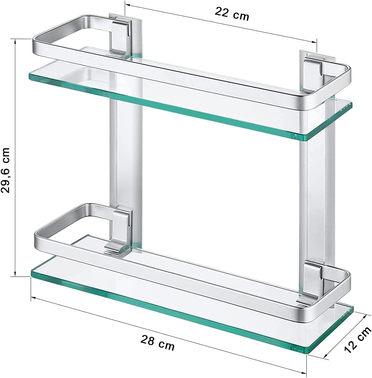 Estante de Baño Moderno Aluminio y Vidrio Templado