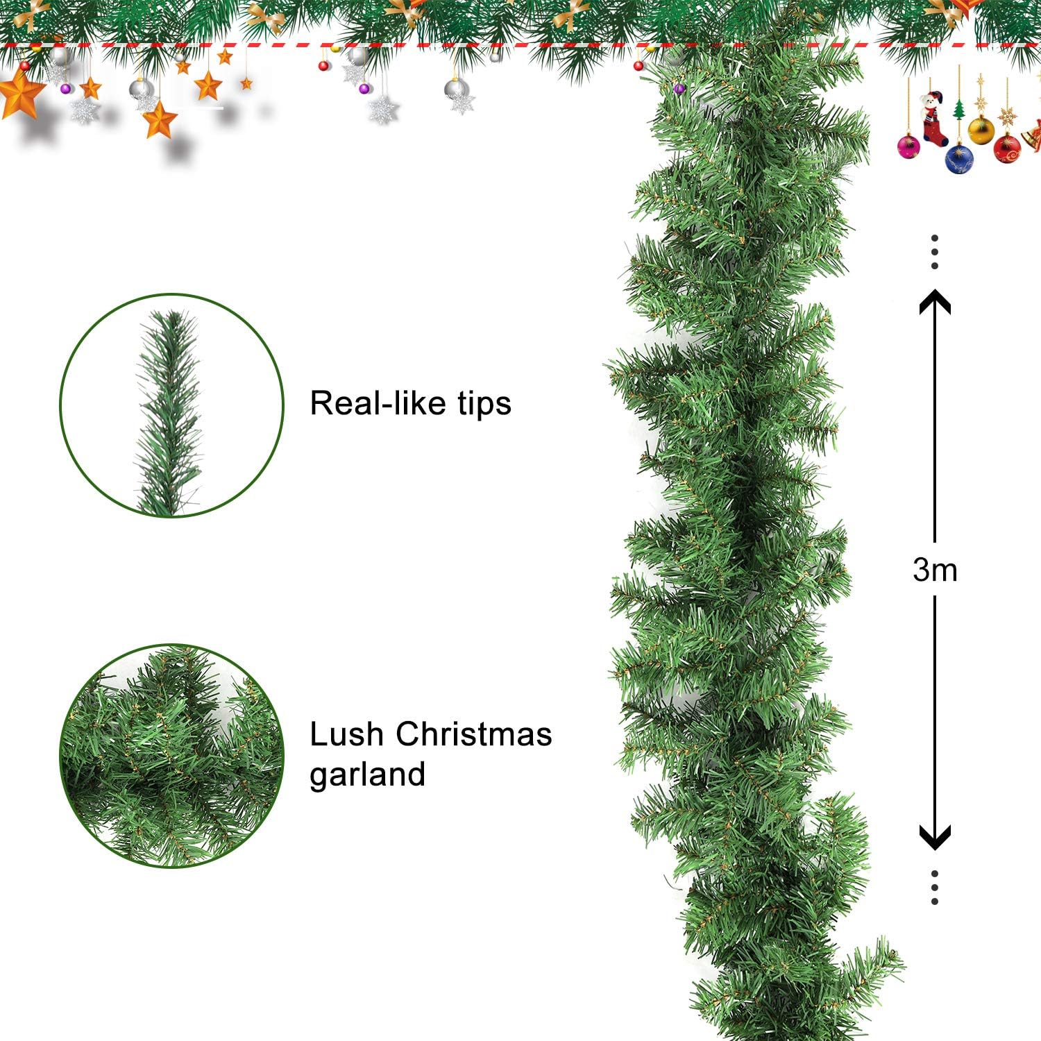 Guirnalda de Navidad Verde 10m