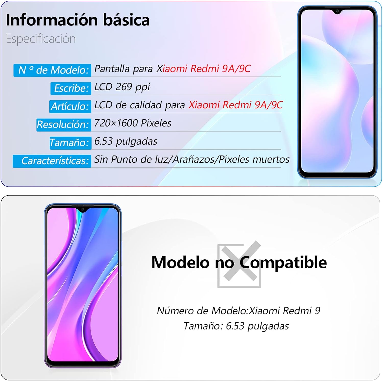 Pantalla LCD para Redmi 9A/9C