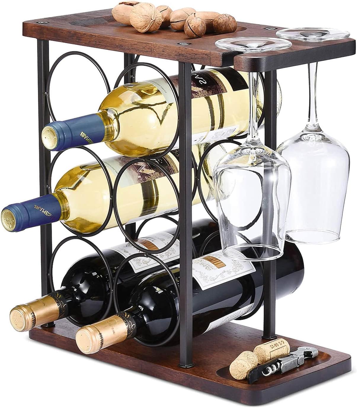 Estante de vino y copas 6x2