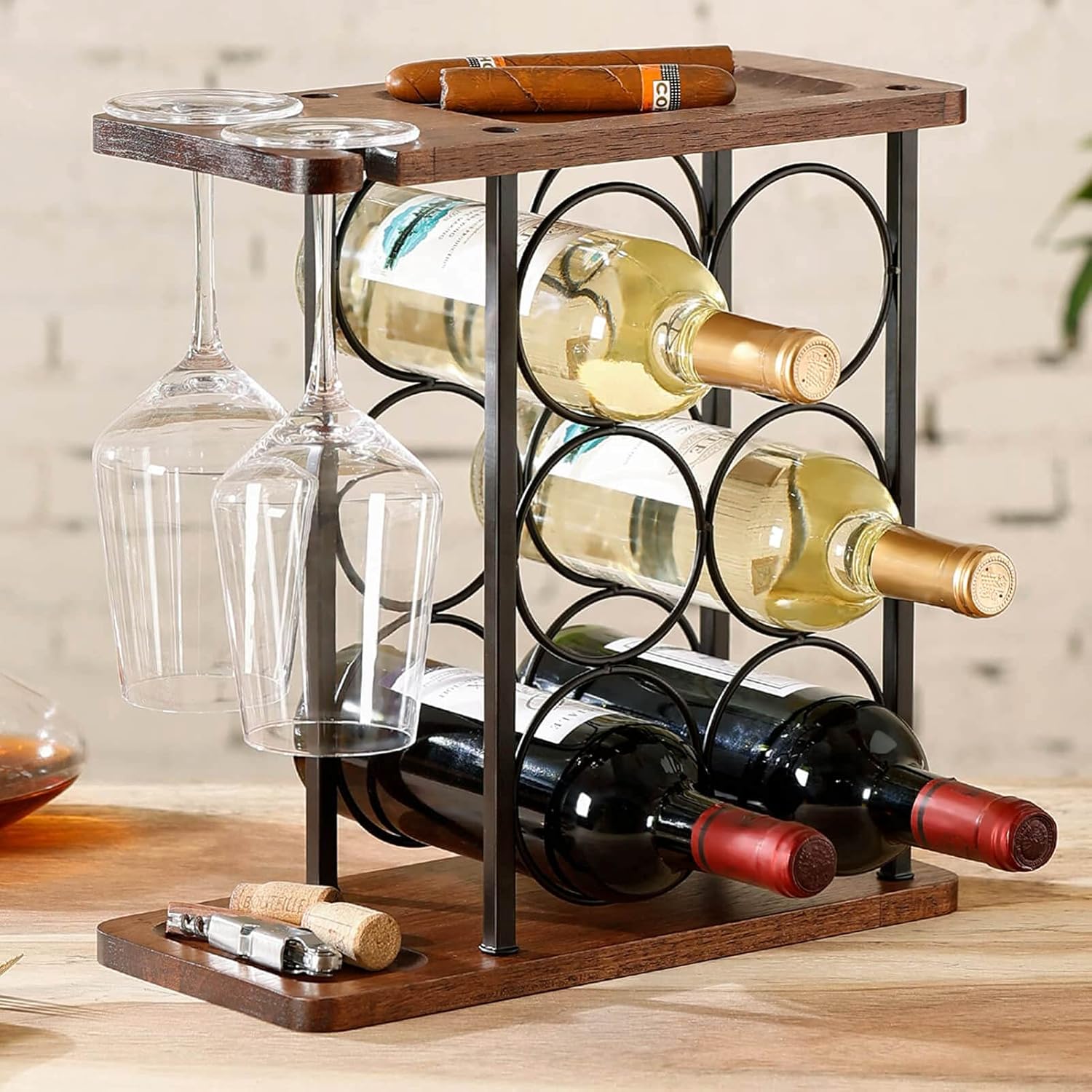 Estante de vino y copas 6x2