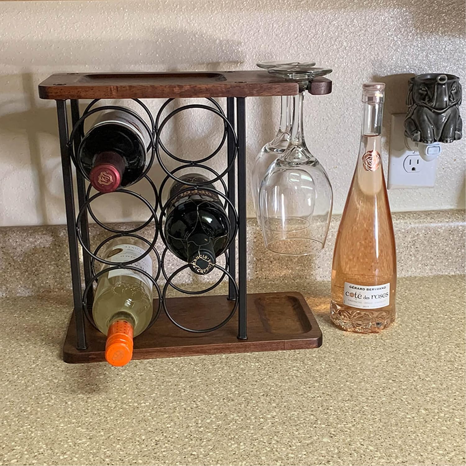Estante de vino y copas 6x2