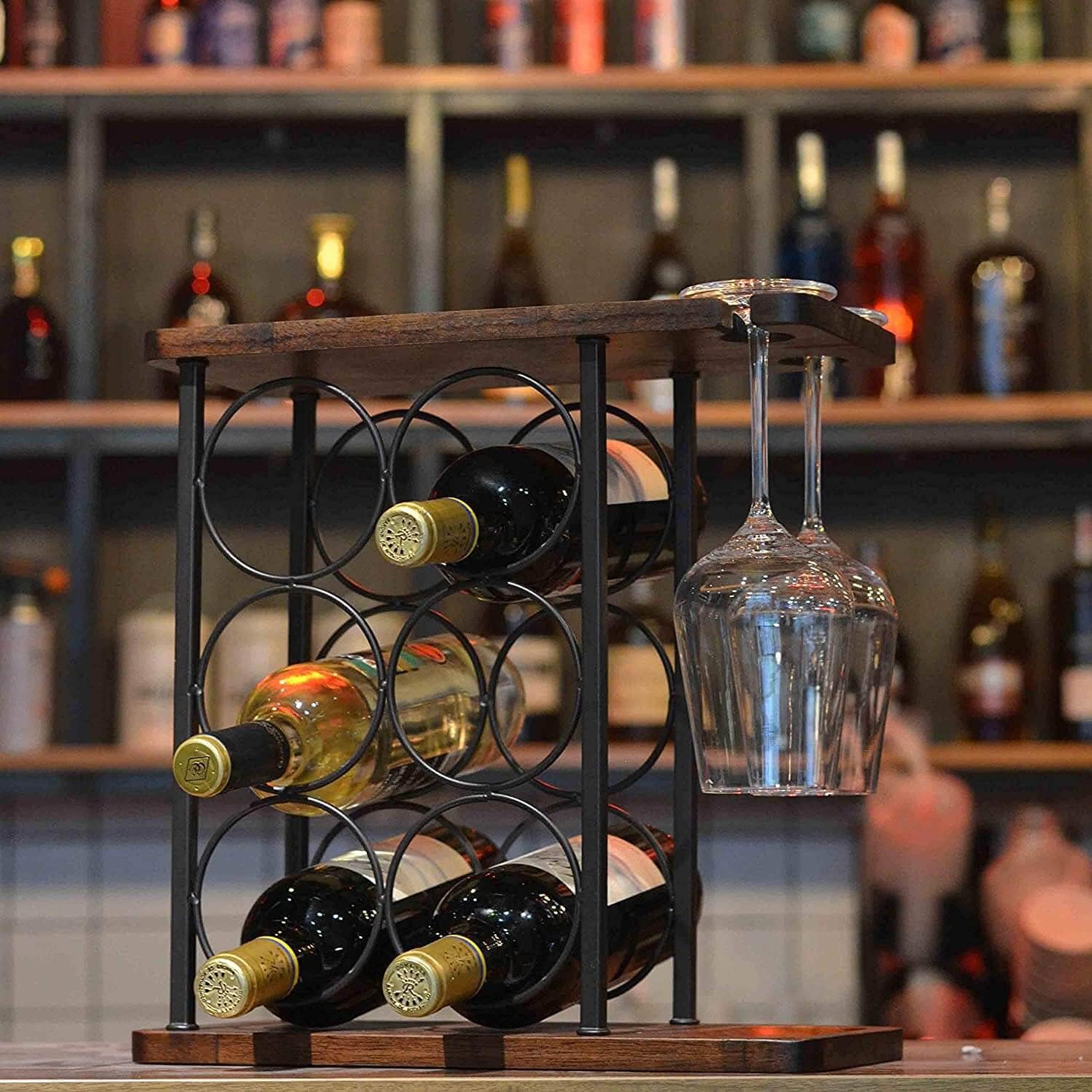 Estante de vino y copas 6x2