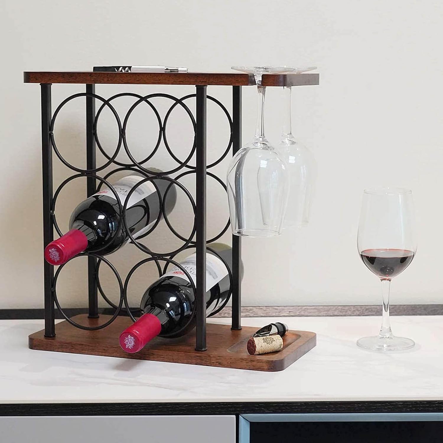 Estante de vino y copas 6x2