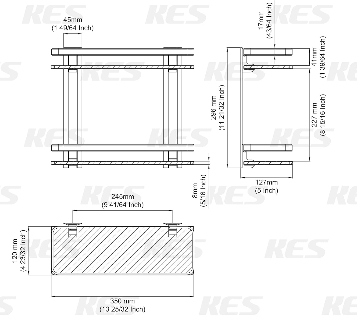 Estantería de Baño Cristal 2Niv