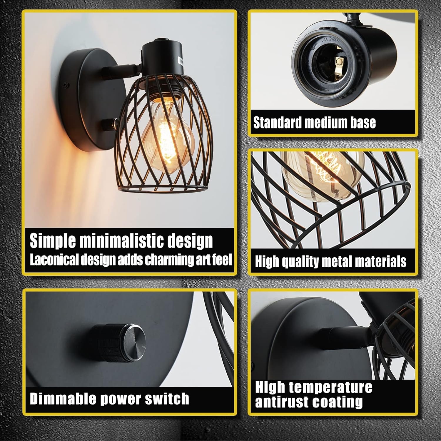 Aplique Pared Industrial Negro