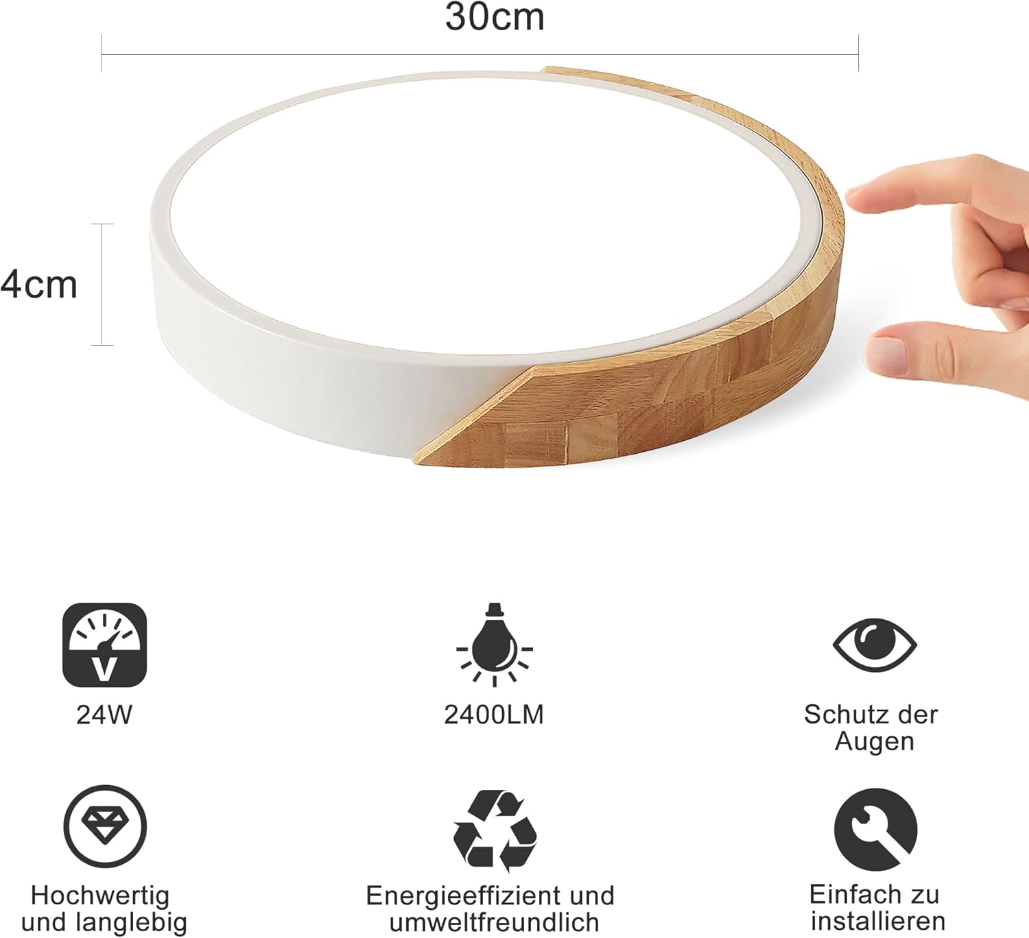 Lámpara Techo Madera 24W 3000K