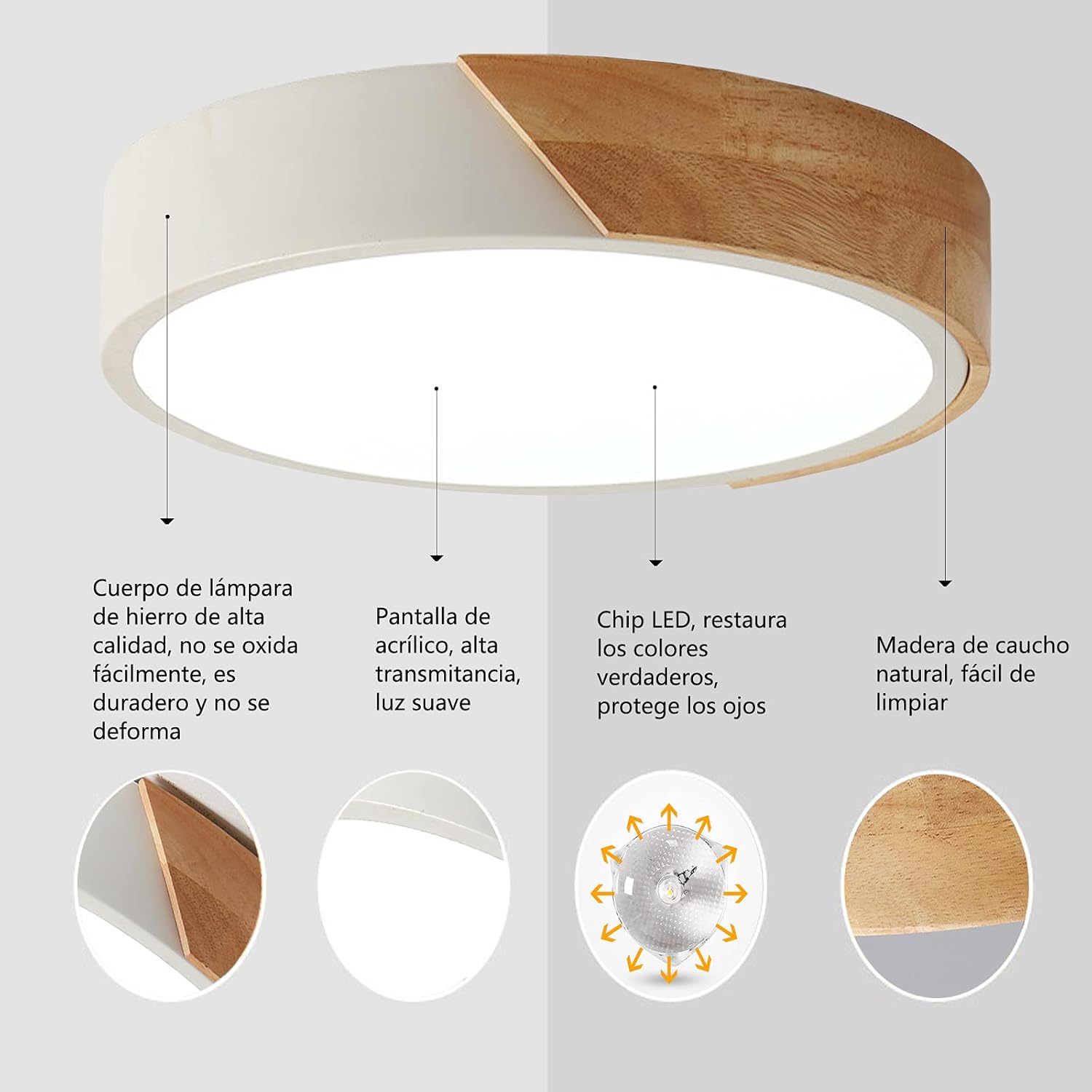 Lámpara Techo Madera 24W 3000K