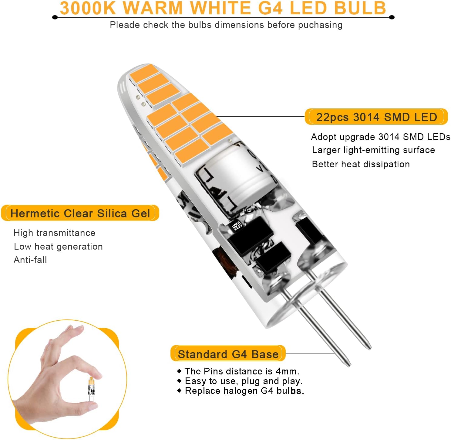 Bombilla LED G4 2W 3000K Pack 6