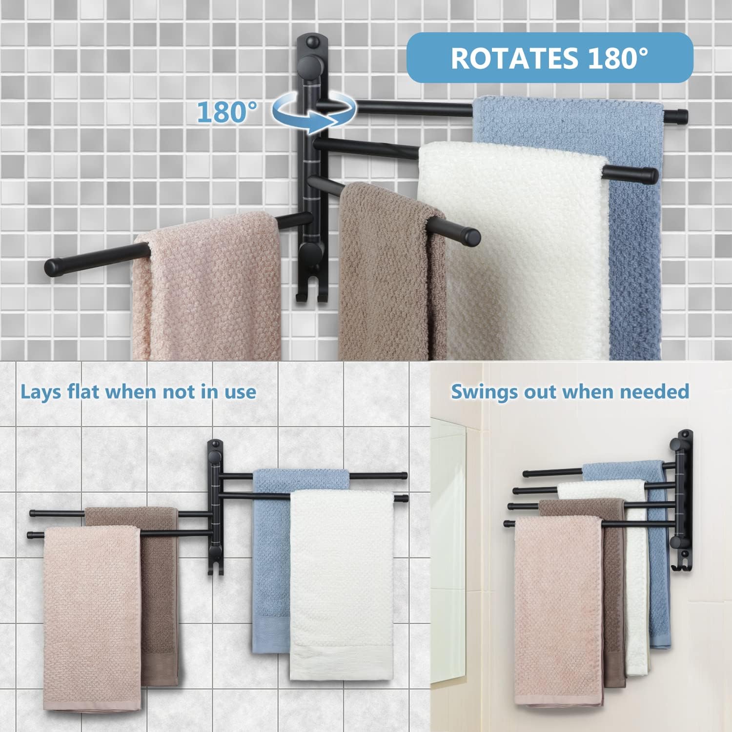 Toallero de baño rotativo 34 cm