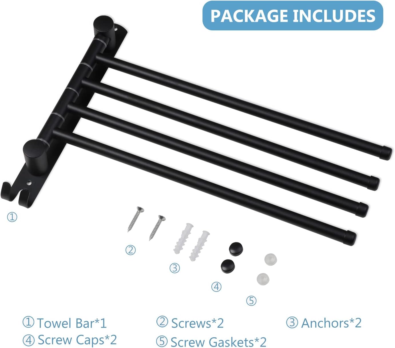 Toallero de baño rotativo 34 cm