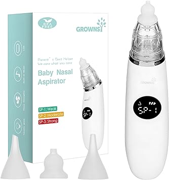 Aspirador nasal recargable para bebé con pausa musical y luz calmante