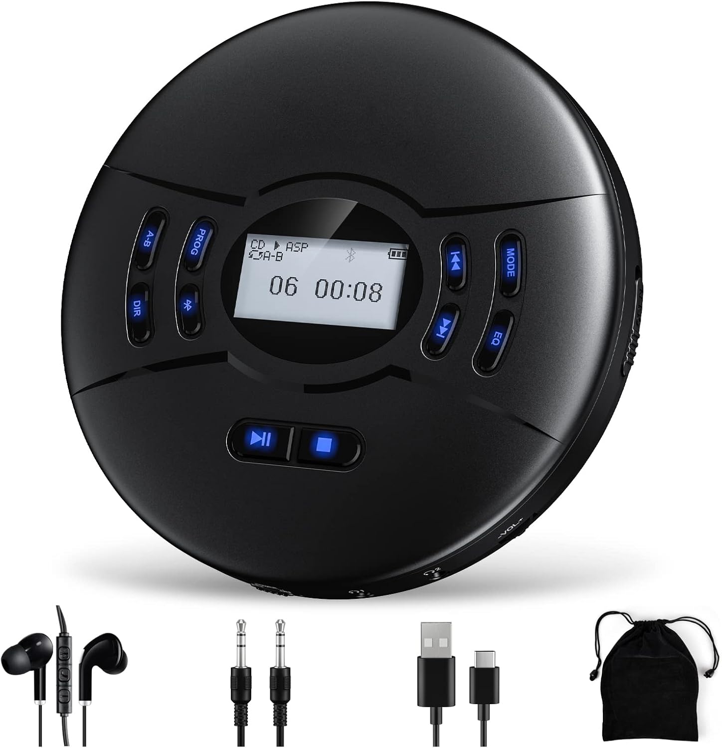 Reproductor CD portátil Bluetooth