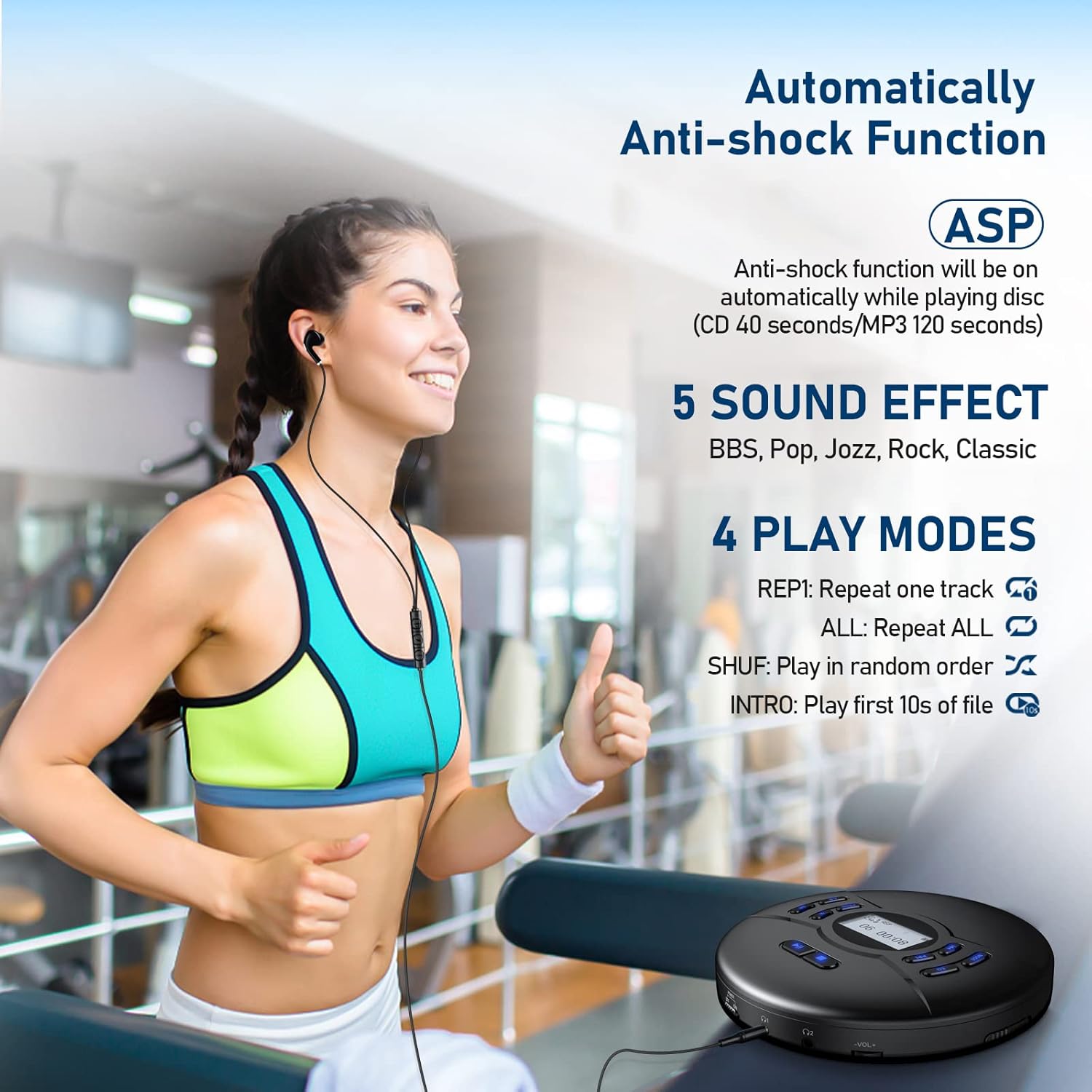 Reproductor CD portátil Bluetooth
