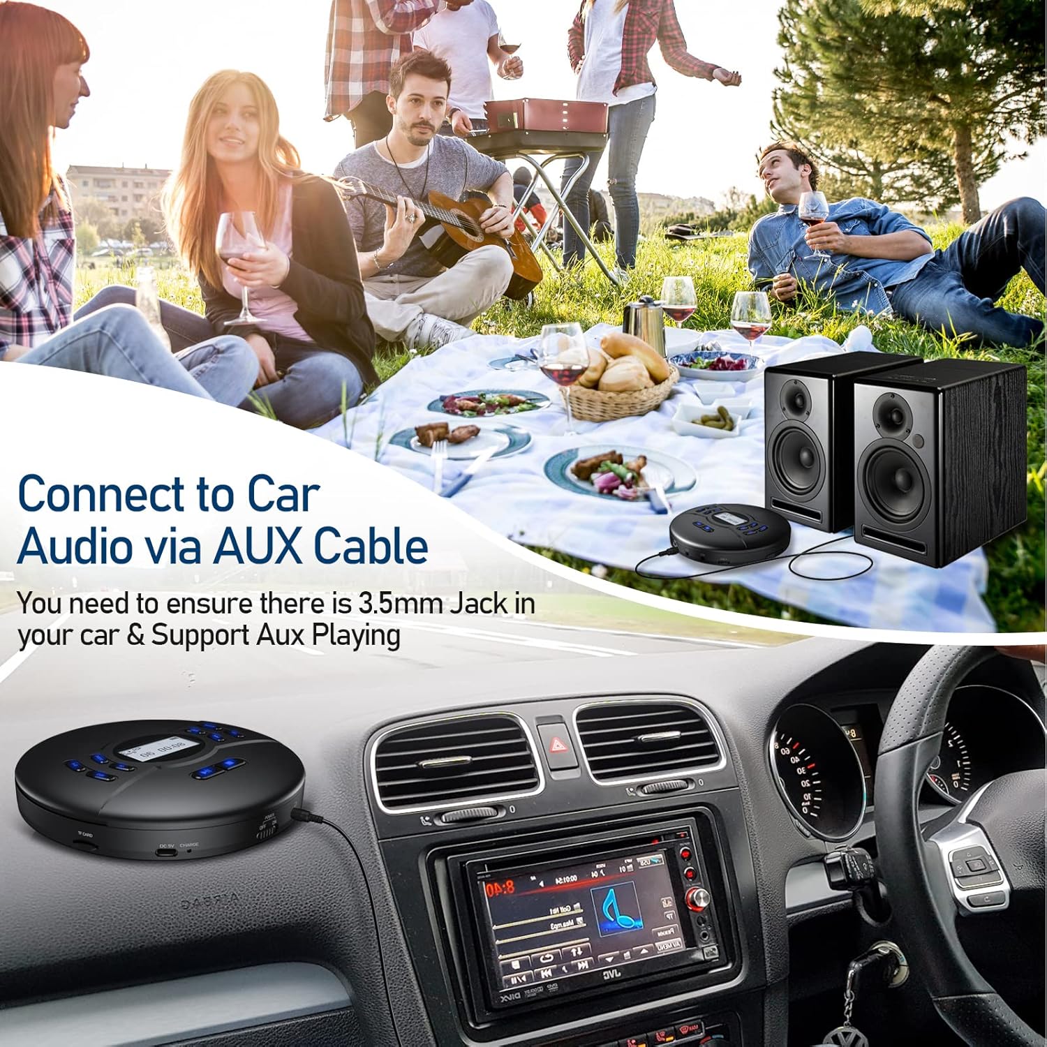 Reproductor CD portátil Bluetooth