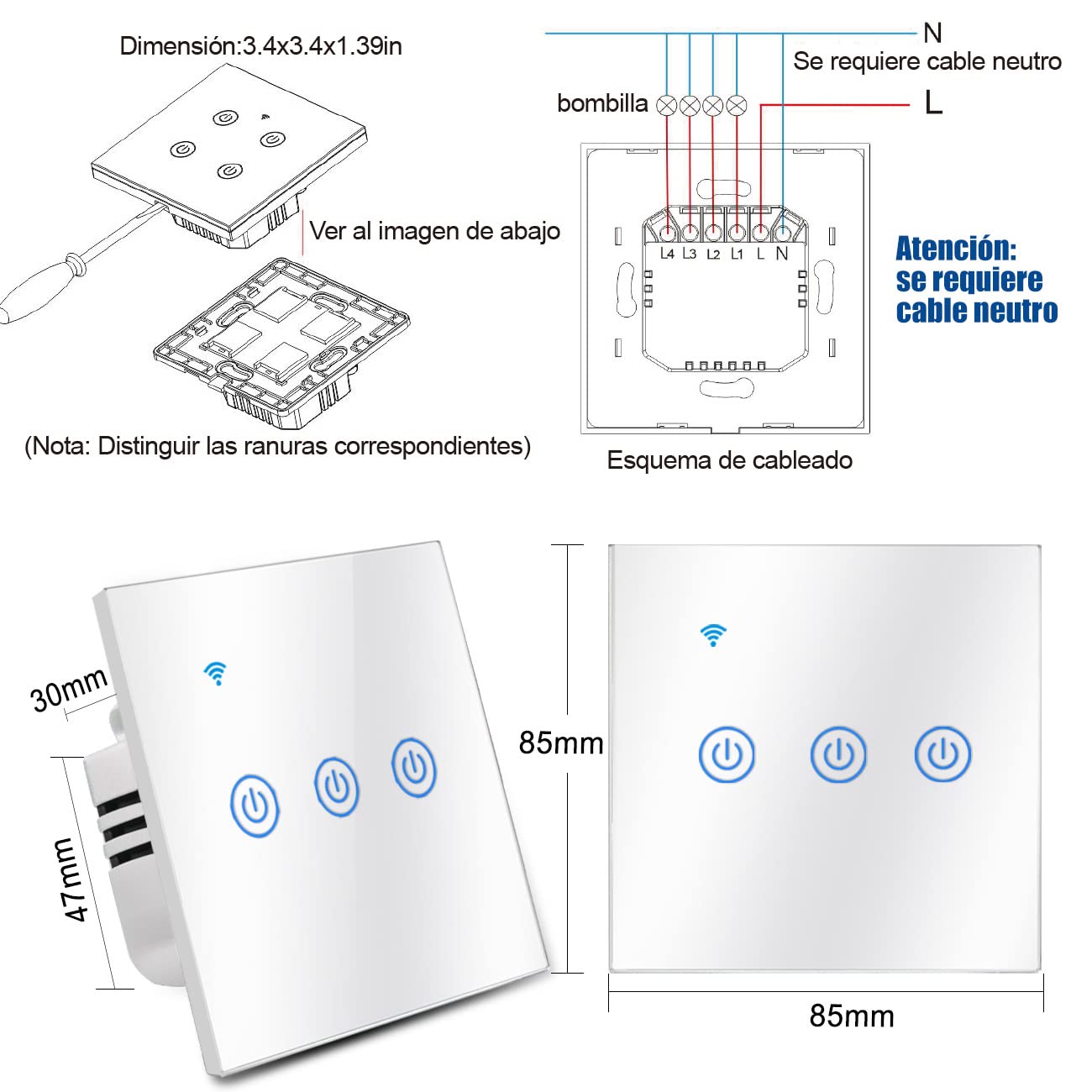 Interruptor Táctil Wi-Fi 2 Vías