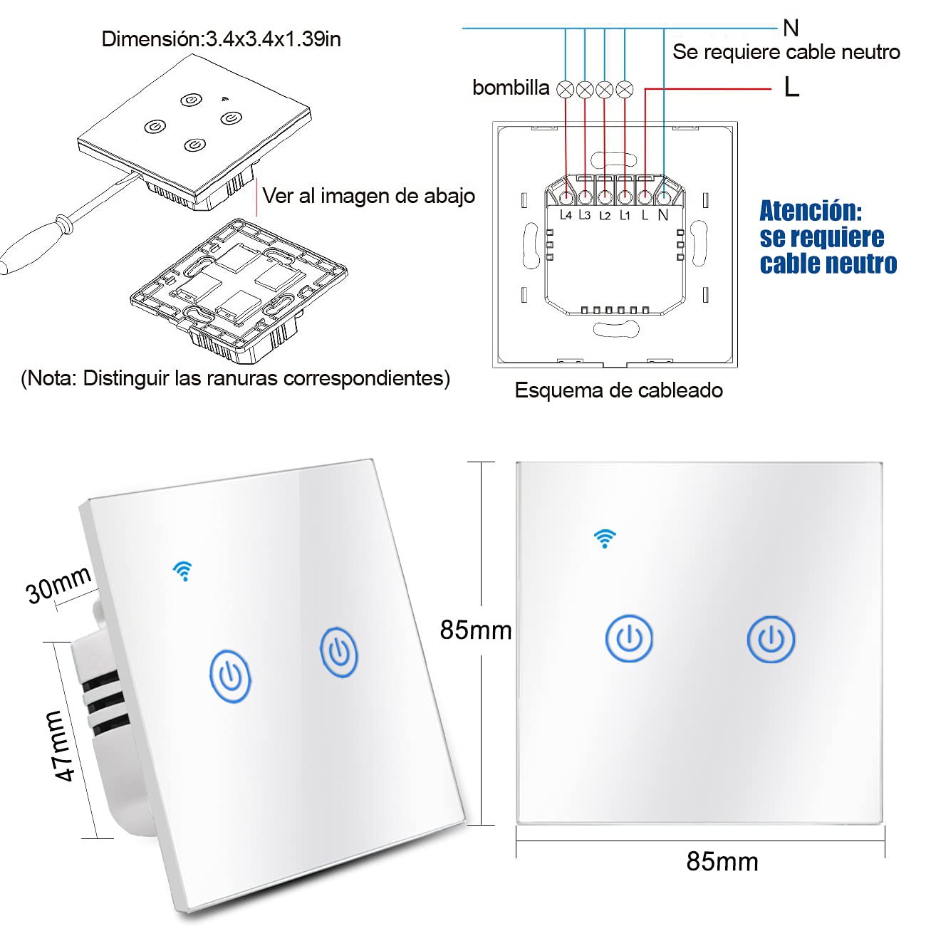 Interruptor Táctil Wi-Fi 2 Vías