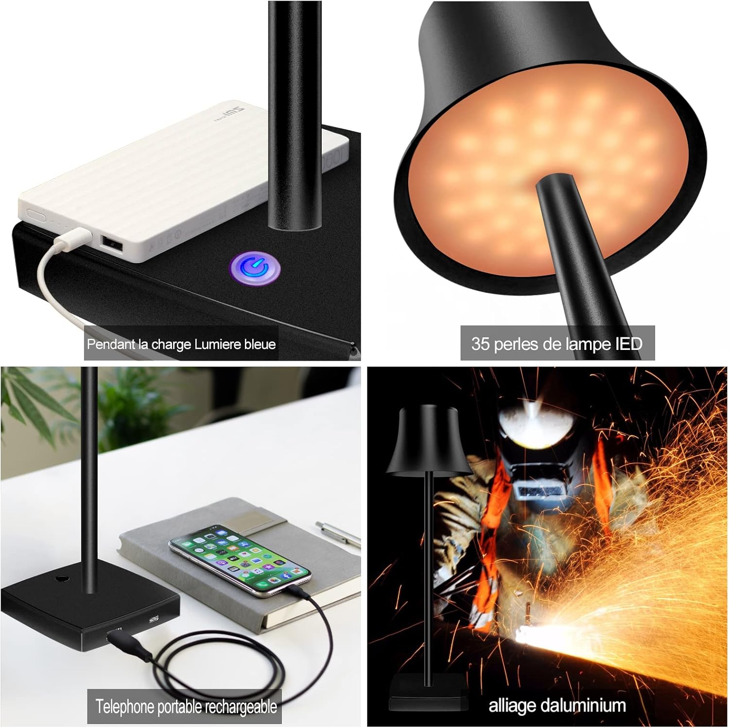 Lámpara de mesa LED recargable