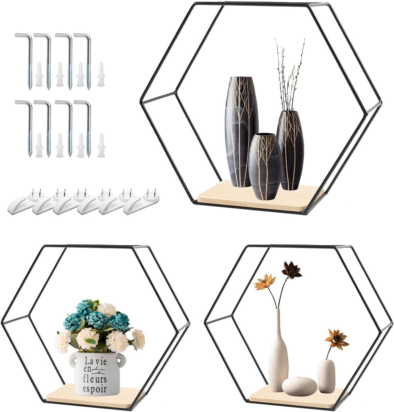Estantes hexagonales de metal