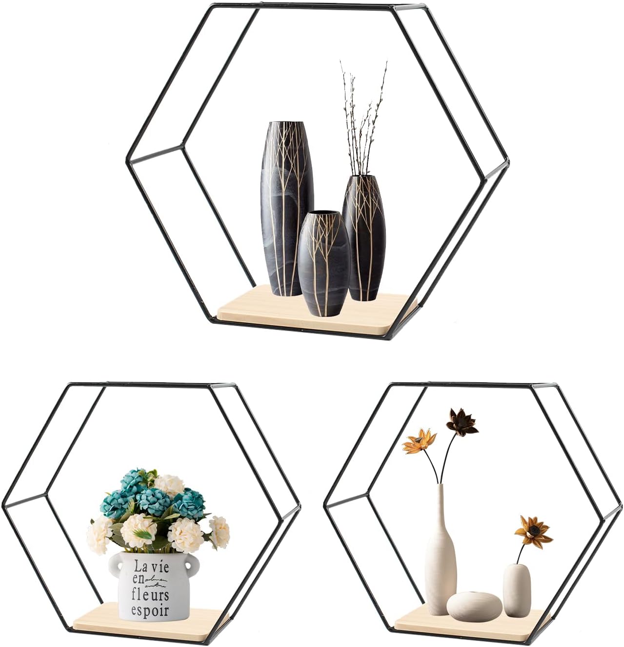 Estantes hexagonales de metal
