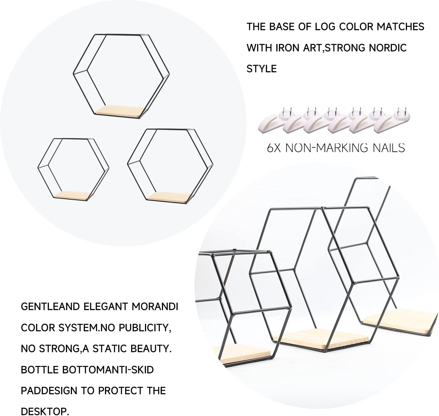 Estantes hexagonales de metal