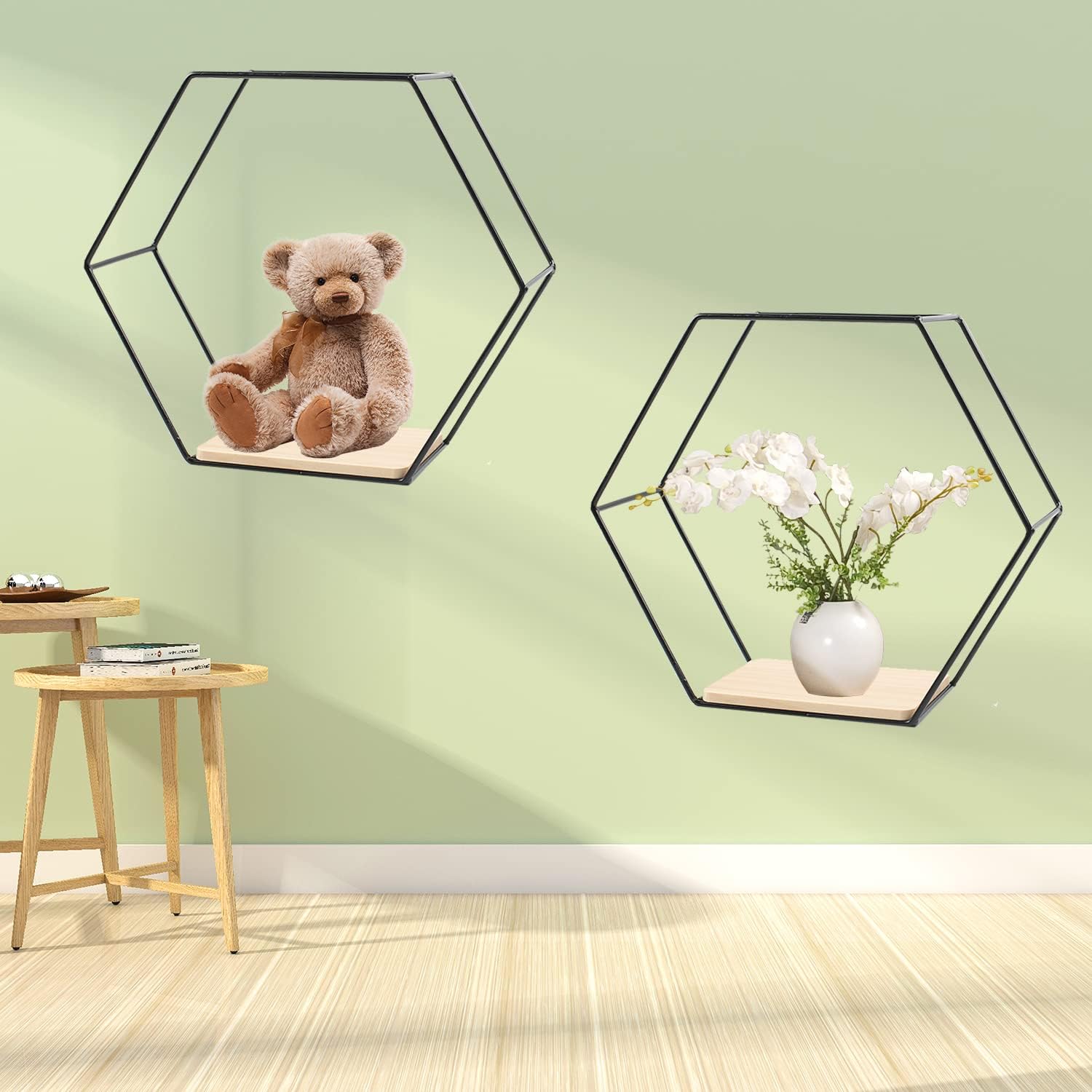 Estantes hexagonales de metal