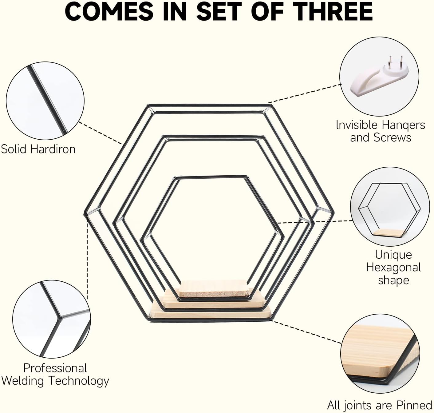 Estantes hexagonales de metal